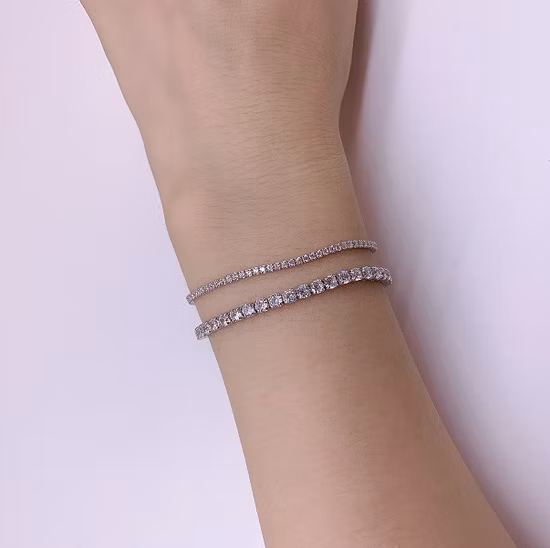 Pulsera de cadena de tenis ajustable de plata de ley 925 con cristal CZ de 3 mm